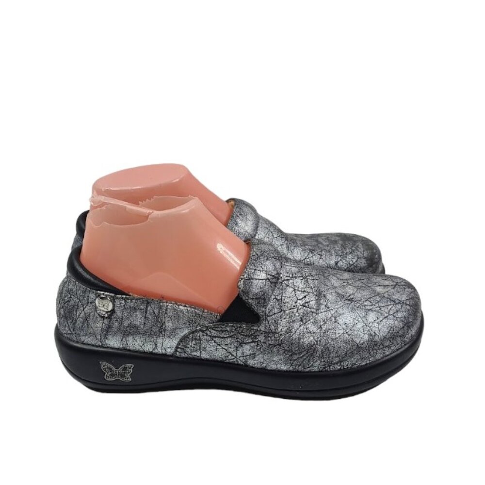 Algeria Women's Charcoal Gray Keli Leather Slip-On Nursing Casual Clogs Size 6